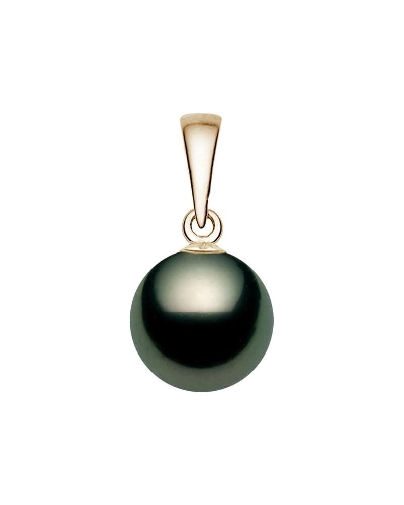 14K Yellow Gold AA+ Quality Black Tahitian Cultured Pearl Pendant for Women - 8-9mm $128.10 Necklaces