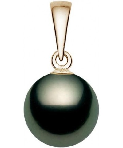 14K Yellow Gold AA+ Quality Black Tahitian Cultured Pearl Pendant for Women - 8-9mm $128.10 Necklaces