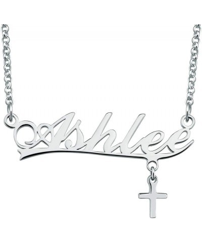 Custom Personalized Name Necklace Cross 925 Sterling Silver Prime Pendant Jewelry for Women Ashlee $11.79 Necklaces