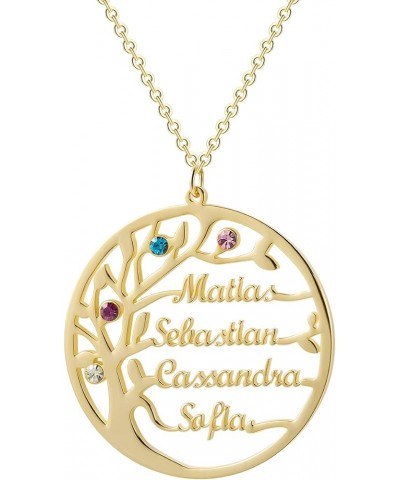 Personalized Tree Necklace with Name Tree of Life Necklace Custom Name Plate Initial Name on Family Tree Necklace Birthstone ...