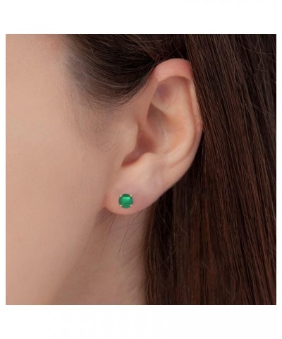 Round Shape Genuine Emerald Stud Earrings 14K Gold Earrings for Women/Platinum Earrings Grade-A | 2.50ct 14K Yellow Gold $1.0...