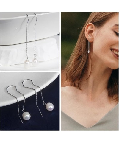 925 Sterling Silver Freshwater Pearl Earrings for Women Trendy Fashion Jewelry Gift White 7 mm $12.17 Earrings