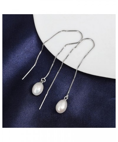 925 Sterling Silver Freshwater Pearl Earrings for Women Trendy Fashion Jewelry Gift White 7 mm $12.17 Earrings