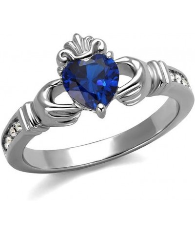 Heart Cut London Blue CZ Stainless Steel Irish Claddagh Women's Heart Ring $10.27 Rings