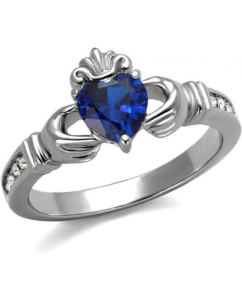 Heart Cut London Blue CZ Stainless Steel Irish Claddagh Women's Heart Ring $10.27 Rings