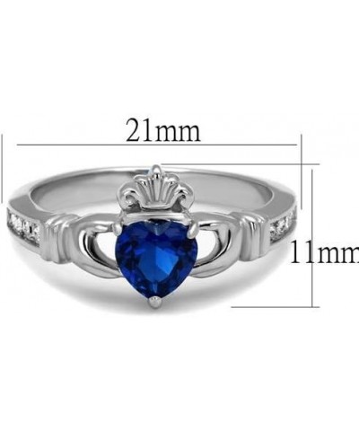 Heart Cut London Blue CZ Stainless Steel Irish Claddagh Women's Heart Ring $10.27 Rings