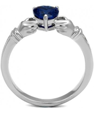 Heart Cut London Blue CZ Stainless Steel Irish Claddagh Women's Heart Ring $10.27 Rings