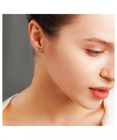 5Pairs No Back Earrings Small Geometric Stud Earrings for Women, Stainless Steel Gold Front Back Ear Jackets Earrings Minimal...