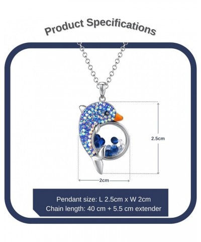 Cute Cubic Zirconia Crystals Panda Bear/leopard/Dolphin Floating Crystal Pendant Necklace for Women Girls Blue $9.46 Others