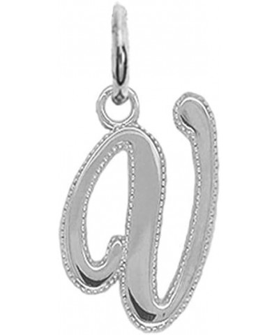 Solid 14k Gold Personalized Cursive-Style"A-Z" Initial Pendant (Size S/M/L) Large (V) White Gold $66.70 Pendants