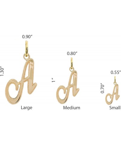 Solid 14k Gold Personalized Cursive-Style"A-Z" Initial Pendant (Size S/M/L) Large (V) White Gold $66.70 Pendants