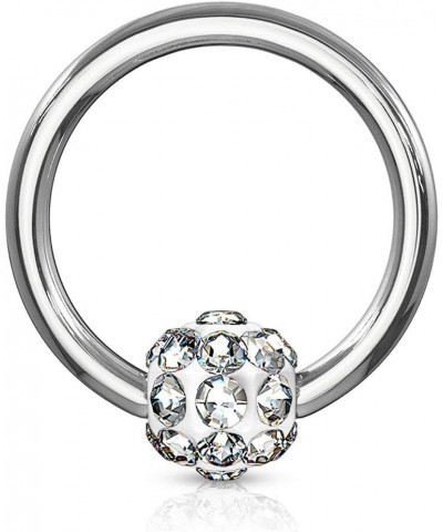 16g Daith/Cartilage/Septum Hoop Ring with Sparkly Ferido Crystal Pave Ball Clear 1pc $7.50 Body Jewelry