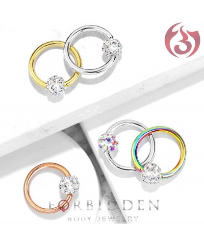 16g Daith/Cartilage/Septum Hoop Ring with Sparkly Ferido Crystal Pave Ball Clear 1pc $7.50 Body Jewelry