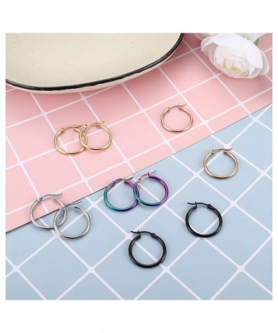 Colorful Hoop Earrings Surgical Steel Hoop Earrings for Women Loop Earrings 10mm/15mm/20mm/25mm 20.0 Millimeters $7.79 Earrings