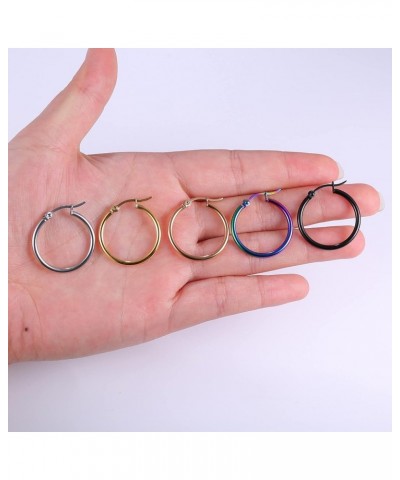 Colorful Hoop Earrings Surgical Steel Hoop Earrings for Women Loop Earrings 10mm/15mm/20mm/25mm 20.0 Millimeters $7.79 Earrings