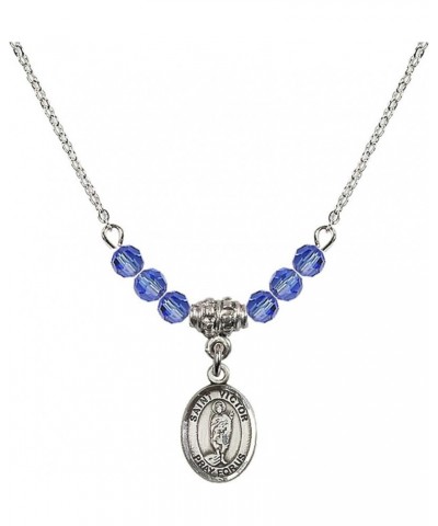 September Birth Month Bead Necklace with Catholic Patron Saint Petite Charm, 18 Inch Saint Victor of Marseilles $27.25 Necklaces