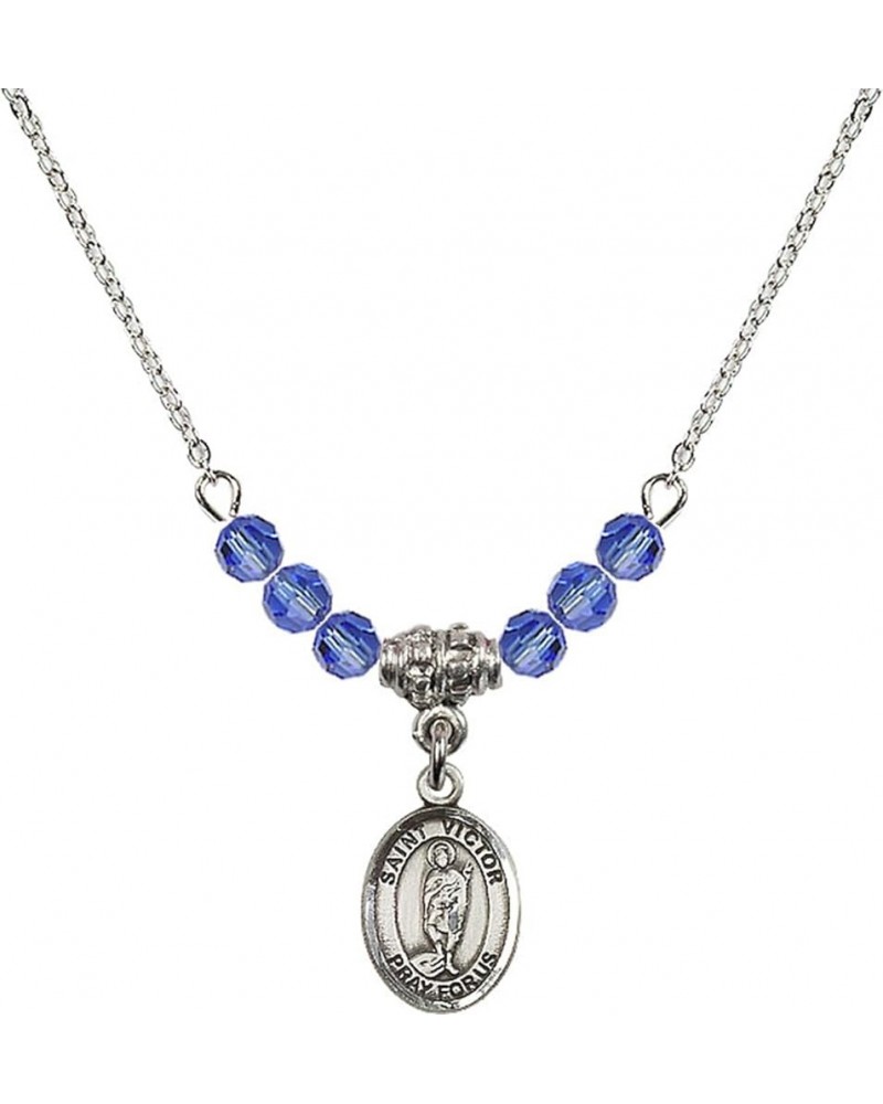 September Birth Month Bead Necklace with Catholic Patron Saint Petite Charm, 18 Inch Saint Victor of Marseilles $27.25 Necklaces