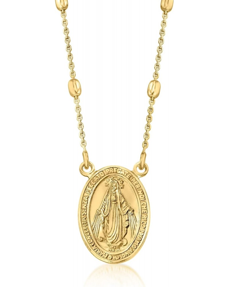 Italian 18kt Gold Over Sterling Miraculous Medal Bead Station Necklace. 16 inches $36.96 Necklaces