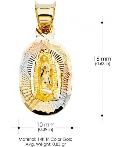 14K Gold Our Lady of Guadalupe Virgin Mary Stamp Pendant Necklace with 1.5mm Valentino Chain in Tri Color Gold 16.0 Inches $7...