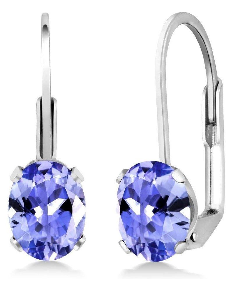 925 Sterling Silver Blue Tanzanite Leverback Earrings For Women (1.50 Cttw, Gemstone Birthstone, Oval 7X5MM) $42.30 Earrings