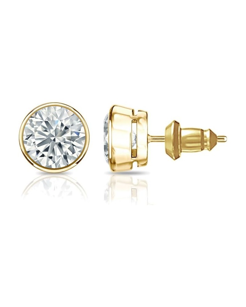 14k Gold Round Diamond Simulant CZ Stud Earrings Bezel-set (1/4-2cttw,Excellent Quality) Yellow Gold 0.25 carats $82.74 Earrings