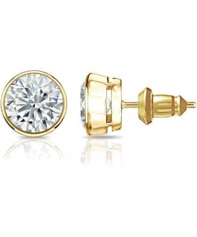 14k Gold Round Diamond Simulant CZ Stud Earrings Bezel-set (1/4-2cttw,Excellent Quality) Yellow Gold 0.25 carats $82.74 Earrings