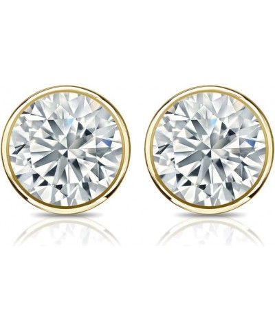 14k Gold Round Diamond Simulant CZ Stud Earrings Bezel-set (1/4-2cttw,Excellent Quality) Yellow Gold 0.25 carats $82.74 Earrings