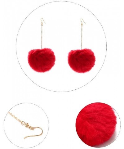 5-9 Pairs Faux Fur Pom Pom Earrings Set Round Ball Dangle Earring Colorful Fluffy Pom Pom Gold Dangle Chain Long Tassel Earri...