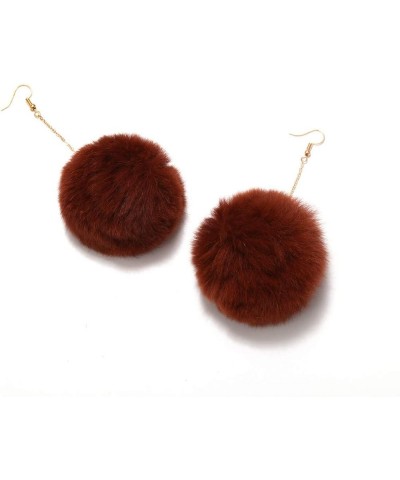 5-9 Pairs Faux Fur Pom Pom Earrings Set Round Ball Dangle Earring Colorful Fluffy Pom Pom Gold Dangle Chain Long Tassel Earri...