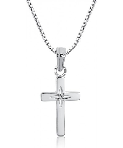 Sterling Silver Cross Necklace with Diamond Accent 16-18 Inch $24.00 Necklaces