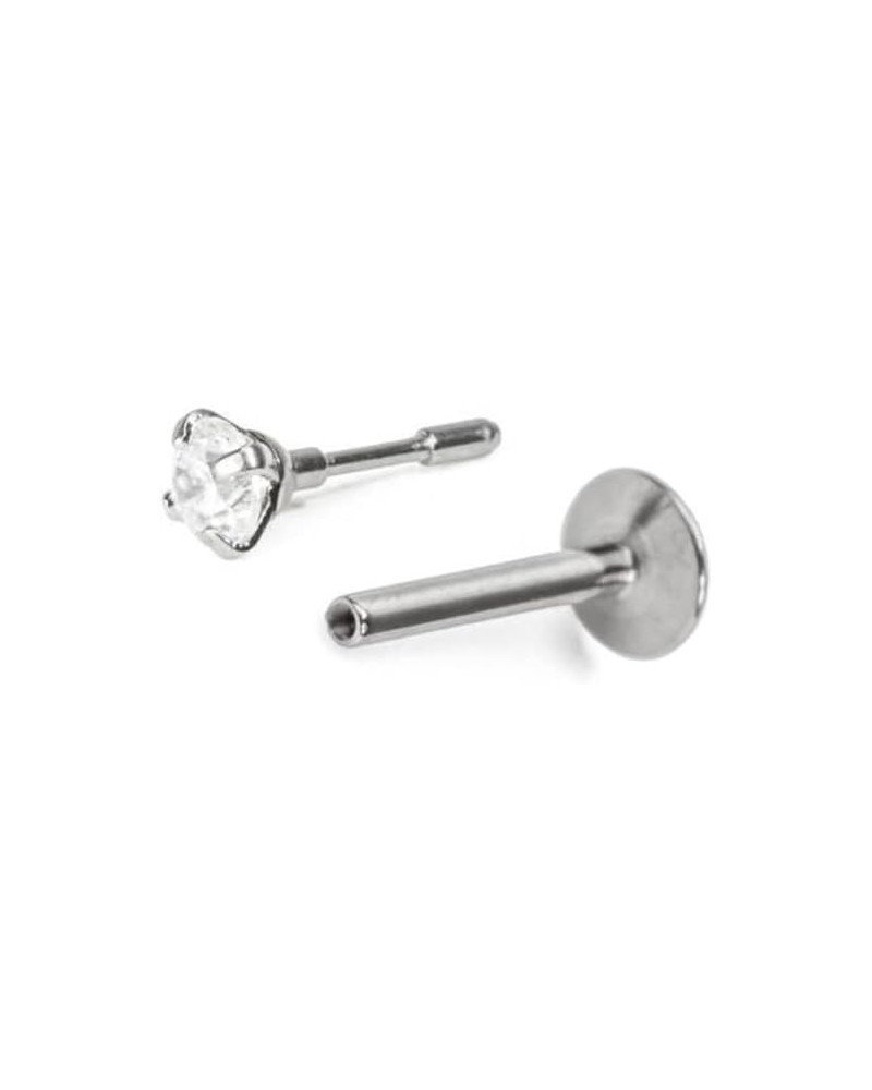 Titanium Labret Style Push Pin Threadless Nose Stud Ring, 316L Surgical Steel Insert 18G 1.5mm Stone-5/16" Post Length $12.15...