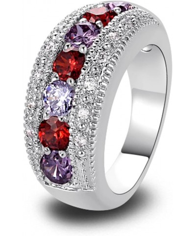 Women's 925 Sterling Silver Plated Round Created Pink Topaz & Amethyst Vintage Style Ring Red $3.98 Rings