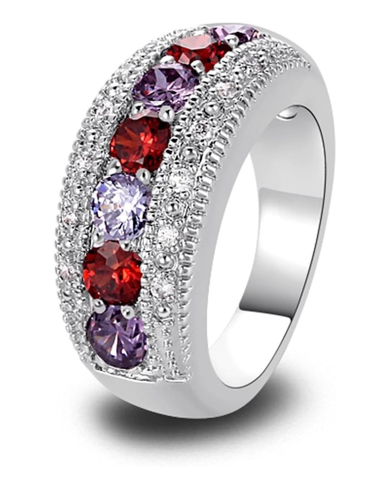 Women's 925 Sterling Silver Plated Round Created Pink Topaz & Amethyst Vintage Style Ring Red $3.98 Rings