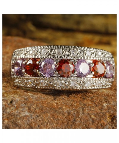 Women's 925 Sterling Silver Plated Round Created Pink Topaz & Amethyst Vintage Style Ring Red $3.98 Rings