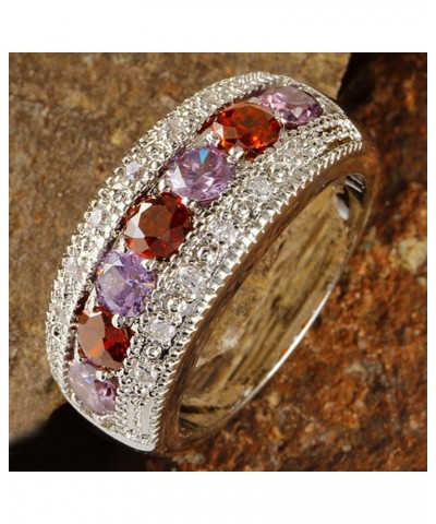 Women's 925 Sterling Silver Plated Round Created Pink Topaz & Amethyst Vintage Style Ring Red $3.98 Rings