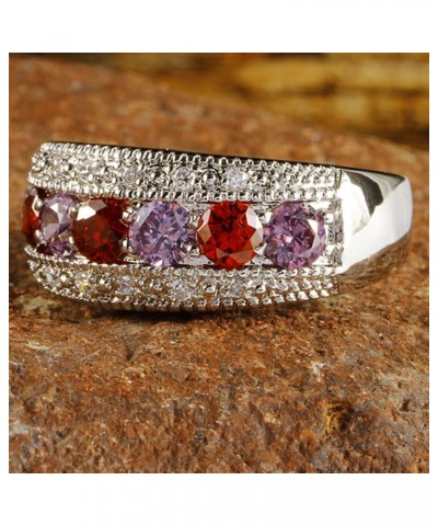 Women's 925 Sterling Silver Plated Round Created Pink Topaz & Amethyst Vintage Style Ring Red $3.98 Rings