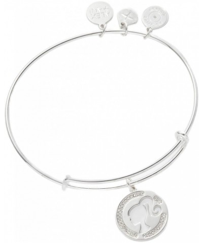 Barbie Core, Silhouette Pave Expandable Charm Bangle Bracelet, Shiny Silver Finish, Silver, 2 to 3.5 in $24.47 Bracelets