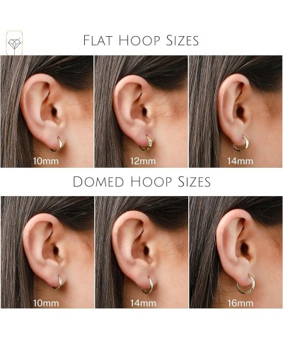 14k Solid Yellow Gold Domed or Flat Style Small Huggie Hoop Earrings with Hidden Post Hinge Closure in Various Sizes Domed St...