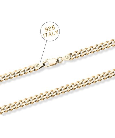 14K Gold Plated 925 Sterling Silver 7.5mm Italian Solid Curb Cuban Link Chain Necklace For Men & Women - Made in Italy Comes ...