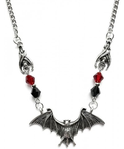 Vintage Gothic Bat Necklace Red Black Crystal Gem Bat Pendant Necklace Punk Hip Hop Style Black Bat Necklace Halloween Party ...