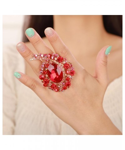 Statement Red Crystal Gold Finger Ring for Women Girls Bling Fashion Cocktail Costume Jewelry Red $9.53 Rings