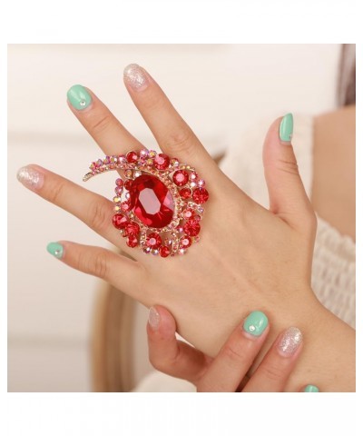 Statement Red Crystal Gold Finger Ring for Women Girls Bling Fashion Cocktail Costume Jewelry Red $9.53 Rings