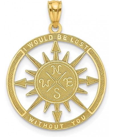 14k Yellow Gold Lost Without You Compass Necklace Charm Pendant Seashore Boating Fine Jewelry For Women Gifts For Her $70.11 ...