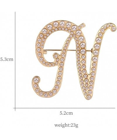 Gold Initial Letter A-Z Brooch Pin Imitation Pearl Initial Letter Pin Gold 26 Alphabets Badges Breastpin for Women Girls Clot...