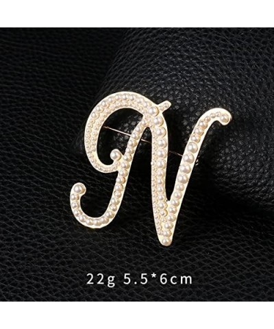 Gold Initial Letter A-Z Brooch Pin Imitation Pearl Initial Letter Pin Gold 26 Alphabets Badges Breastpin for Women Girls Clot...