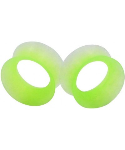 2 PC Extra Soft Silicone Flexible Ear Skin Tunnels Plugs Expanders Gauges Hollow Body Piercing 8G-25mm Green 20mm(3/4") $6.75...