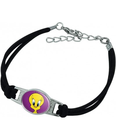 Looney Tunes Tweety Bird Novelty Suede Leather Metal Bracelet black $11.59 Bracelets