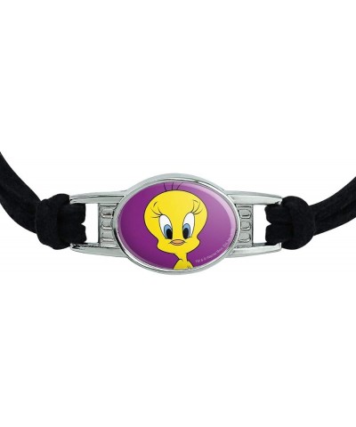 Looney Tunes Tweety Bird Novelty Suede Leather Metal Bracelet black $11.59 Bracelets