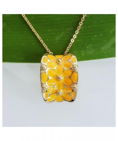 18k Gold Plated Square Rainbow Enamel Pendant Necklace 16"+2 Medium White $9.85 Necklaces