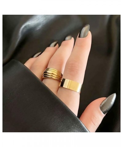 14K Gold Plated Rings for Women Girls Stacking Stackable Band Thumb Pointer Finger Ring Comfort Fit 6mm_Size：10 6mm Gold_6mm ...